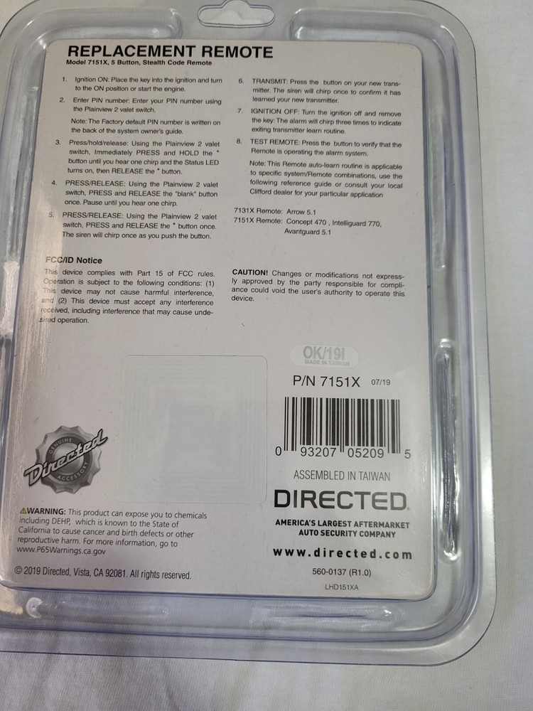 Clifford G5 Remote Control