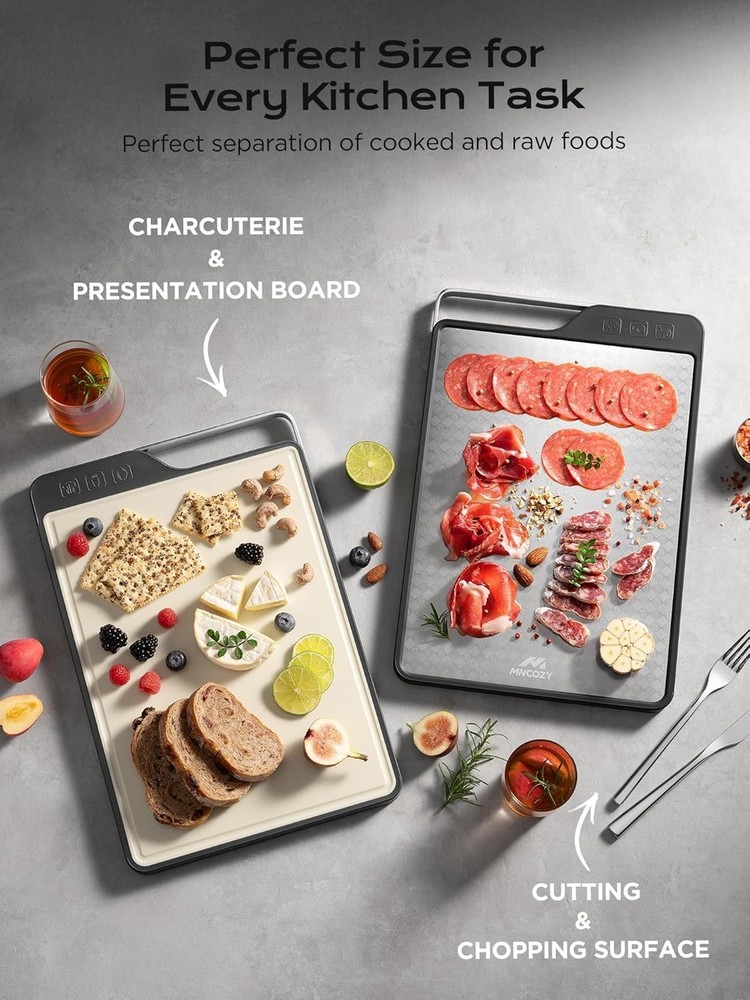 Titanium Cutting Board Kitchen Double-Sided Pure Titanium(Checkered Design &