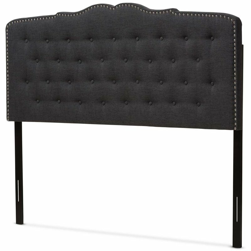Baxton Studio Lucy Fabric Tufted King Headboard in Dark Gray