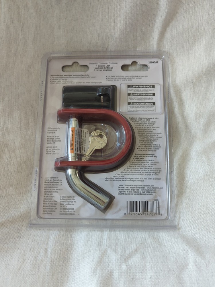 Master Lock Fifth Wheel/King Pin Coupler Latch & Receiver Lock -- 2999DAT