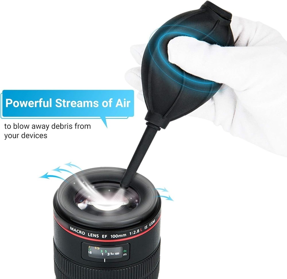 Soft Tip Silicone Air Blower and Microfiber Cloth for Safe Electronics Cleaning