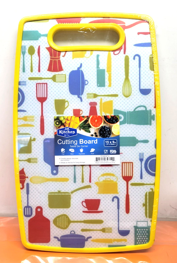 KITCHEN & CO. HANGING PLASTIC CUTTING BOARD 15X9 NEW IN PACKAGE