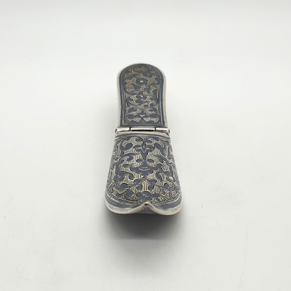 Antique Russian Silver & Niello Shoe Vesta Case