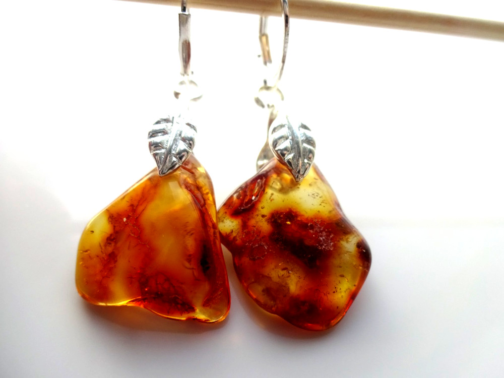 Natural Baltic Amber Earrings Handmade