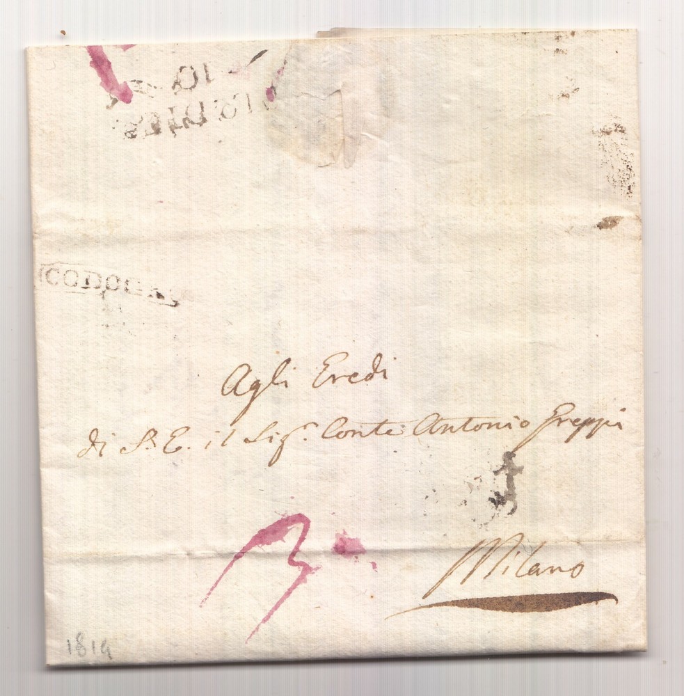 EE996-Provisional Government-Pref. CODOGNO/Milan 1814