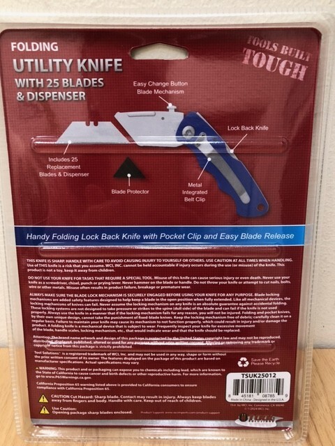 Tool Solutions Folding Utility Knife with 25 Blades & Dispenser