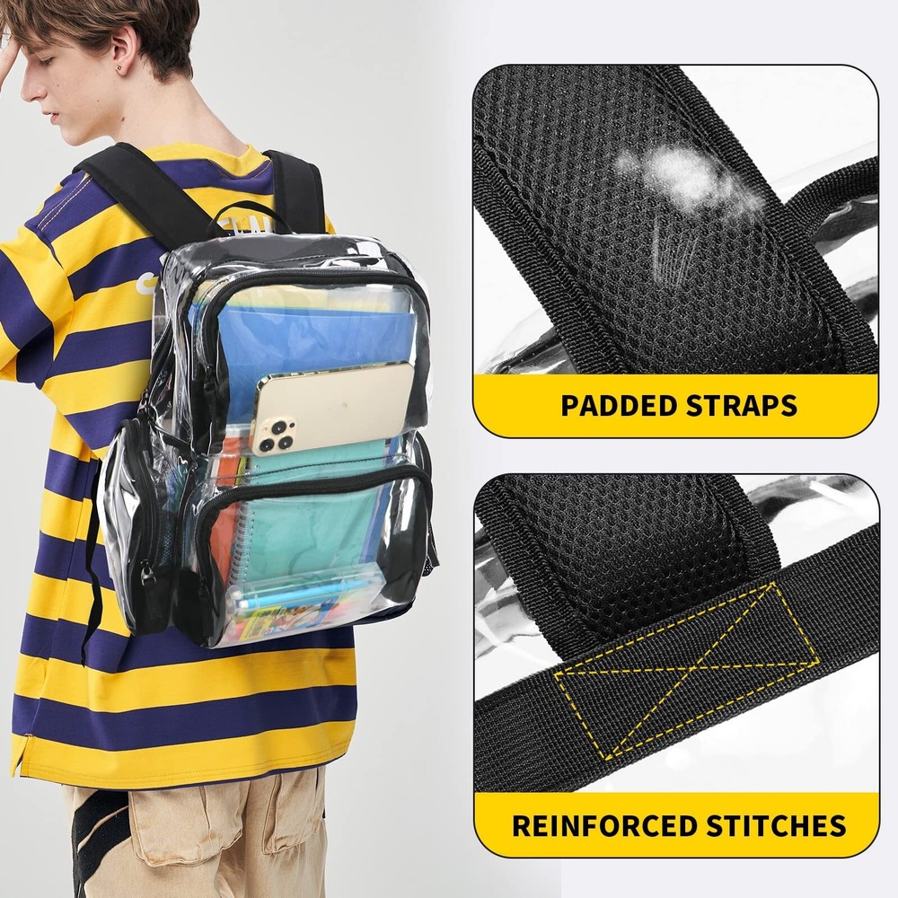 Vorspack Clear Backpack - Transparent Backpack with Reinforced Bottom & Multi...