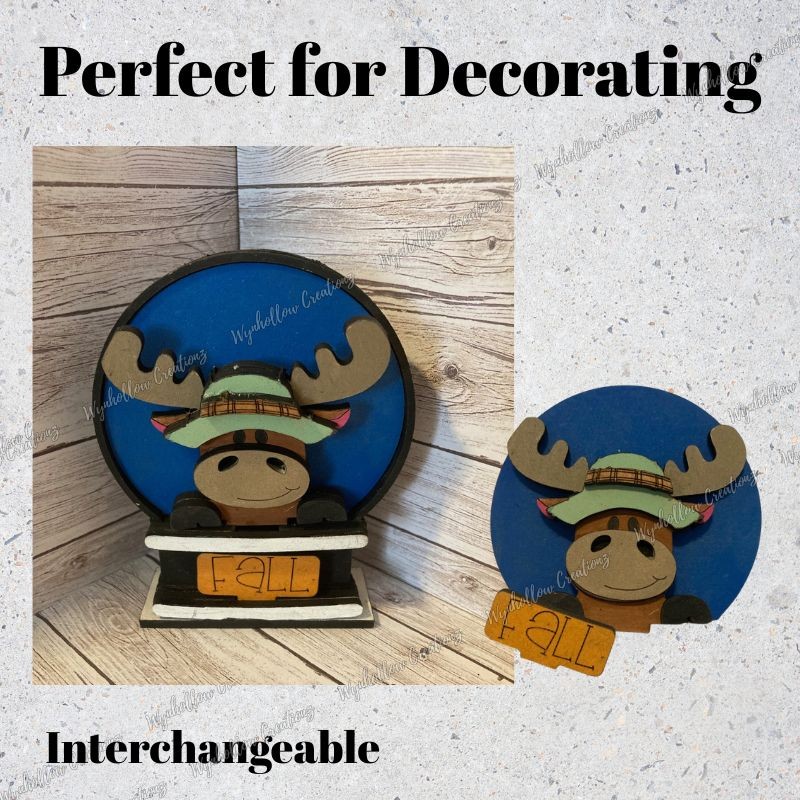 Winter Moose in the Snow Interchangeable Snow Globe