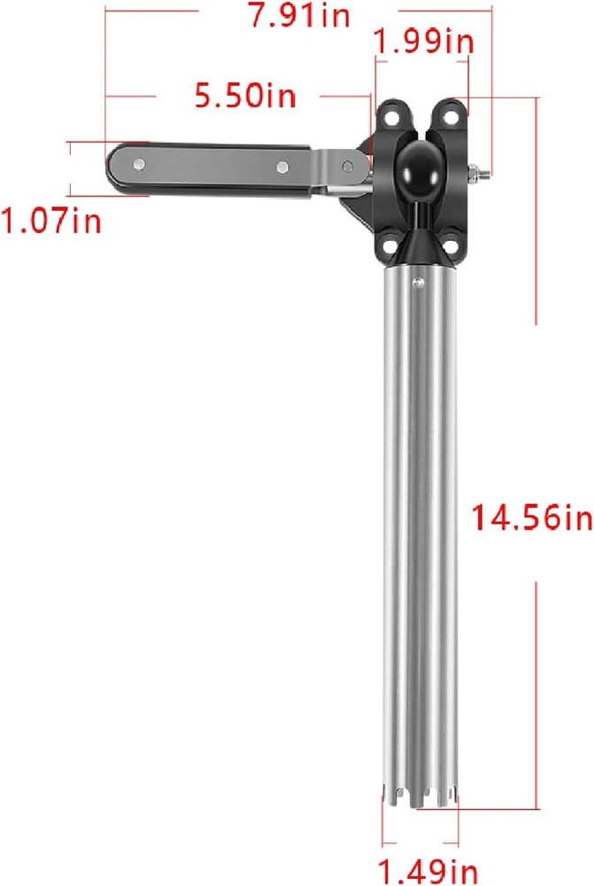 T10-355 All-Angle Adjustable Fish Rod Holder Grill Mount for Magma Rectangular