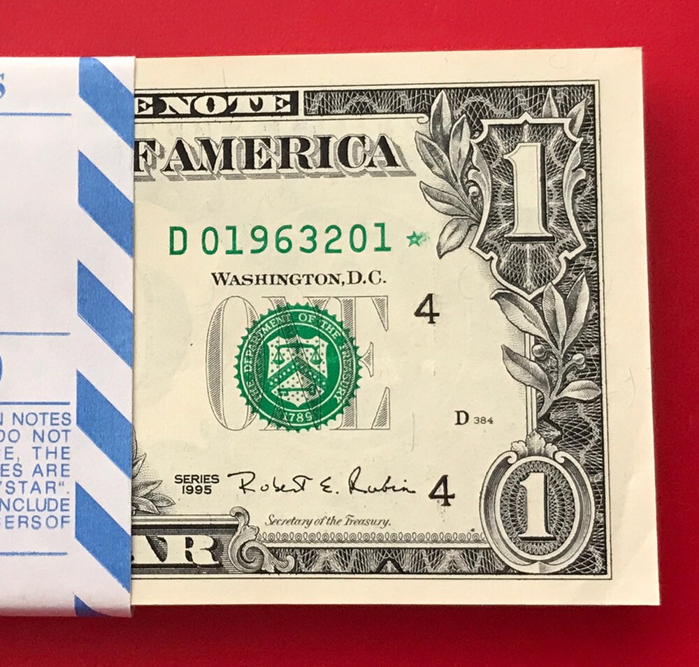 1995 STAR NOTE $1 Dollar Bill ( Cleveland “D” ) Uncirculated