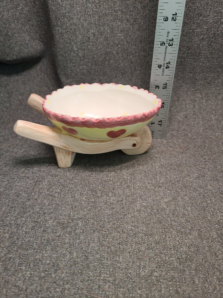 Vintage Egg Shaped Wheelbarrow Decoration Spring, Easter, Valentine's Decor
