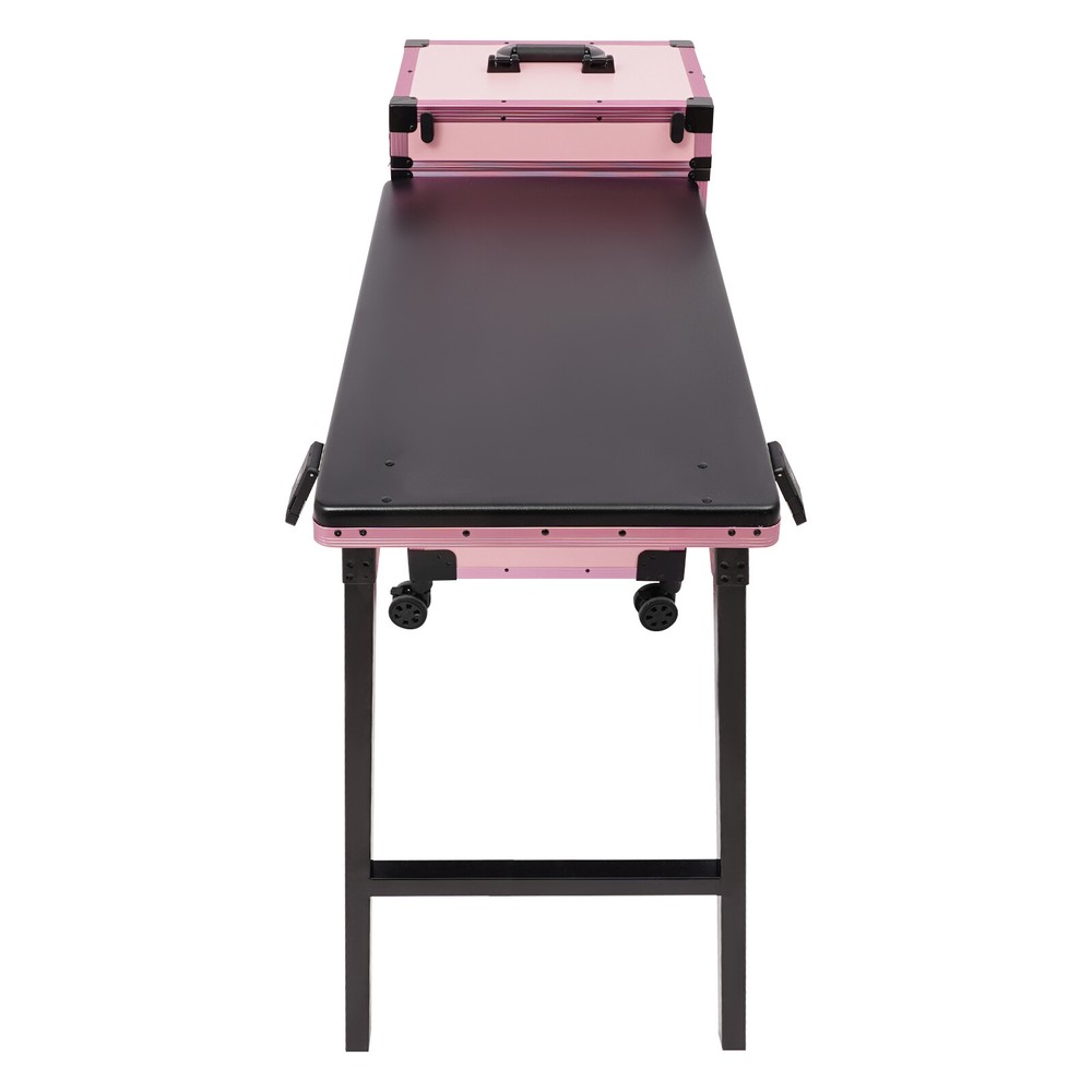 Rolling Makeup Case With Mirror Light Bluetooth Speaker Black Pink Lockable