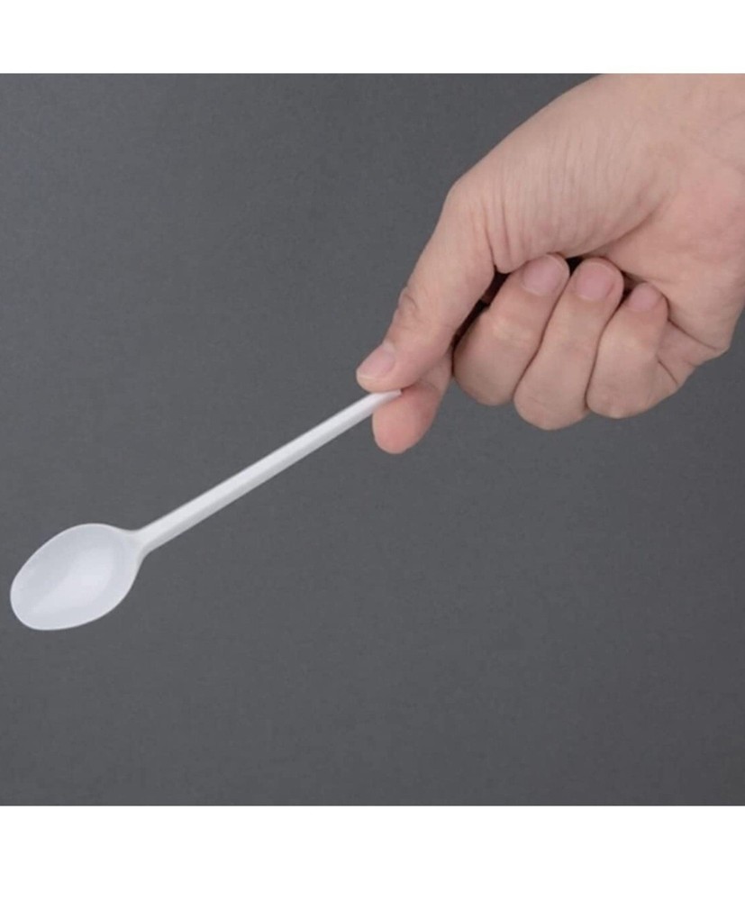 1000 White Plastic Tea Spoons, 100 Per Pack(10 Packs), Disposable/reusable