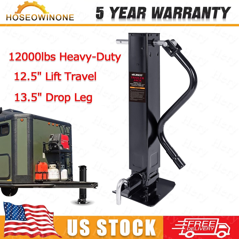 26" Lift 12000 lb Heavy-Duty Trailer Jack Weld-on Drop Leg Square Sidewind Stand