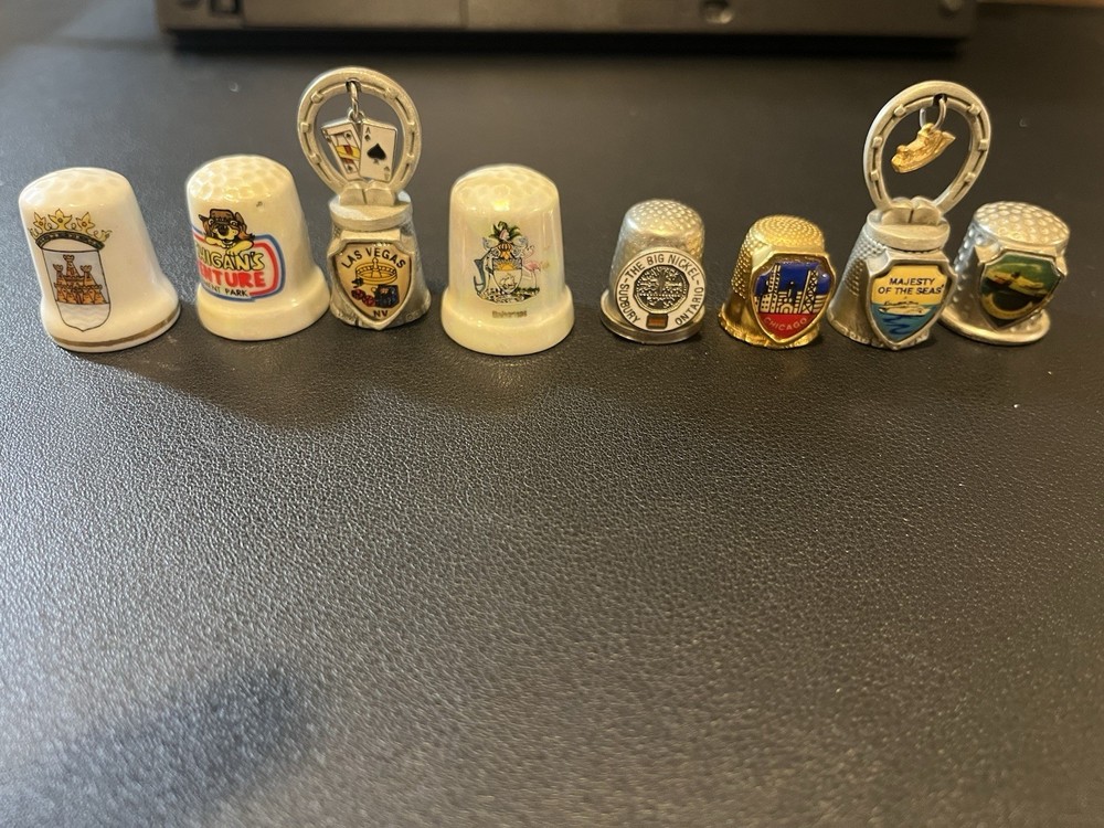 Lot of 8 Vintage Thimbles - SHARP!!