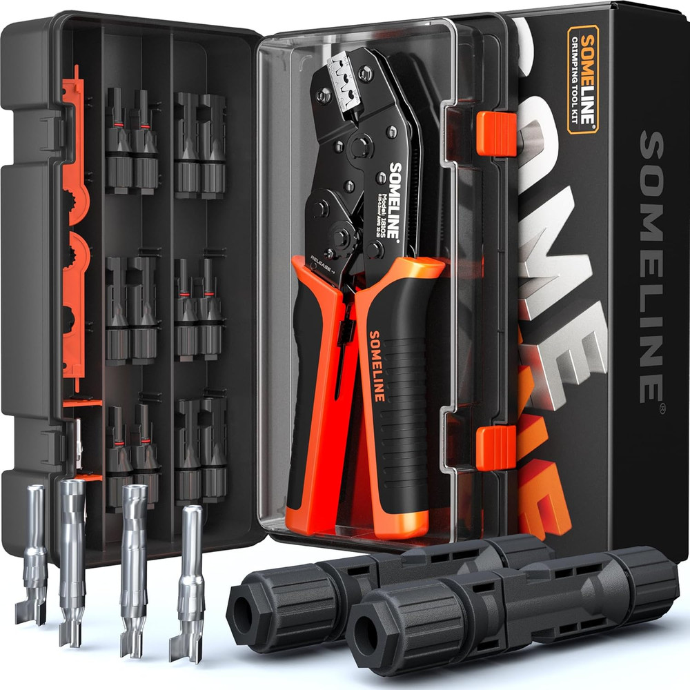 Solar Connector Crimping Tool Kit, Crimper for Solar Panel Cable Wire 14-10 AWG