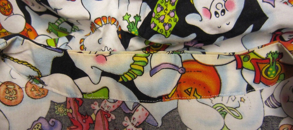 XL Hand Made Lab Coat Jacket with Ghosts and Jack O Lanterns