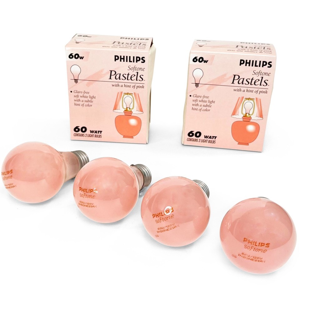Philips Softone Pastels With A Hint Of Pink Light Bulbs 4 Pack 60w