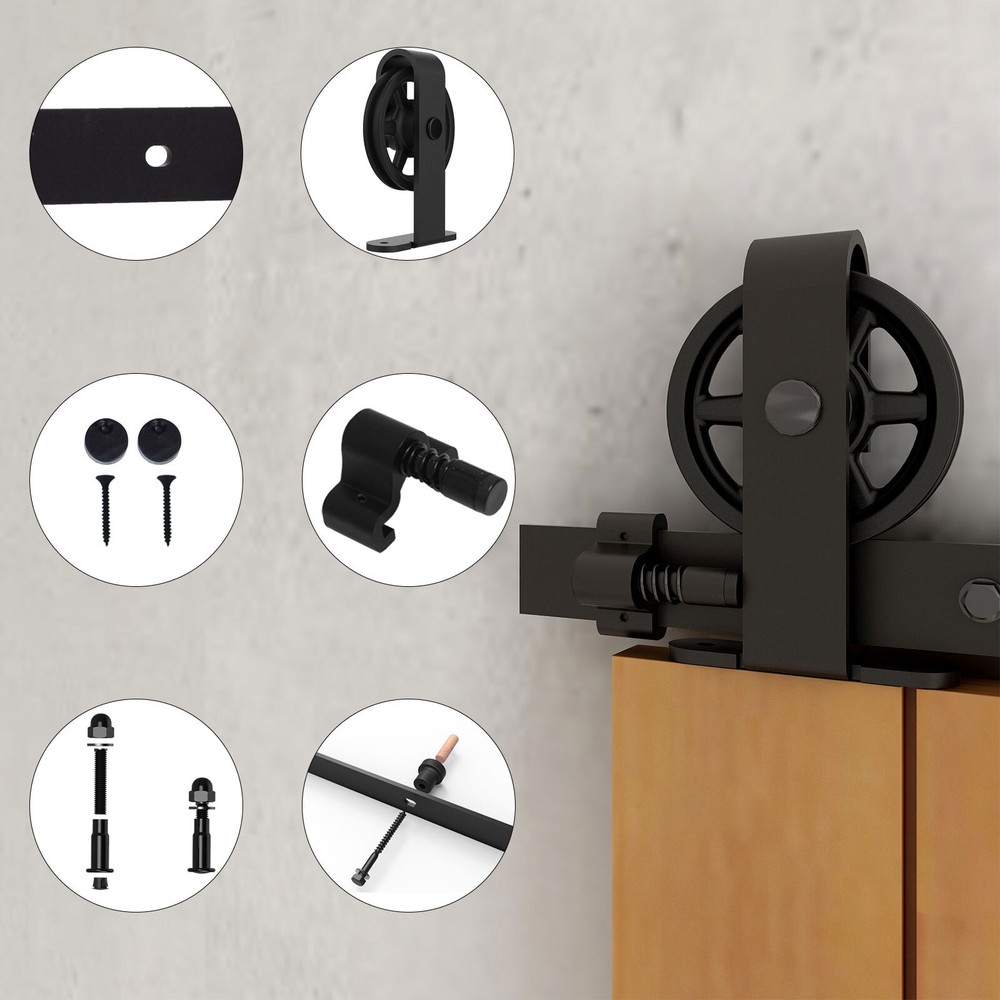 4-20FT Sliding Barn Door Hardware Kit Single Double Doors Medium Wheel RollerKit