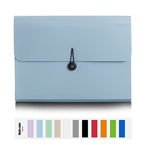 Expanding File Folder, 13 Pockets, Light Blue, Polypropylene for 1pcs-mblue