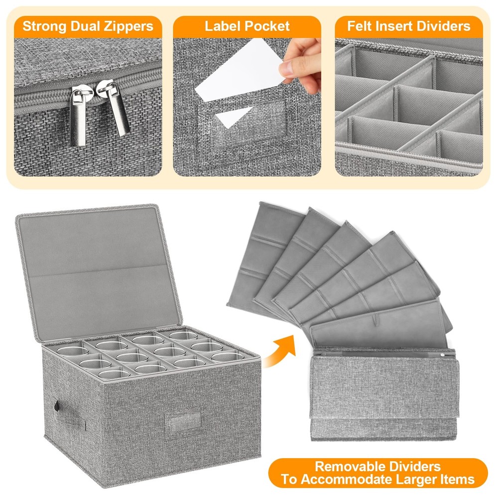 Wine Glass Storage 2-Pack, Stemware Container Cases, Stackable w/Hard Shell T...