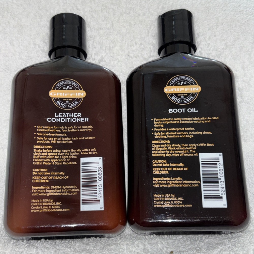 Griffin LEATHER CONDITIONER & BOOT OIL 8 Oz Each NEW
