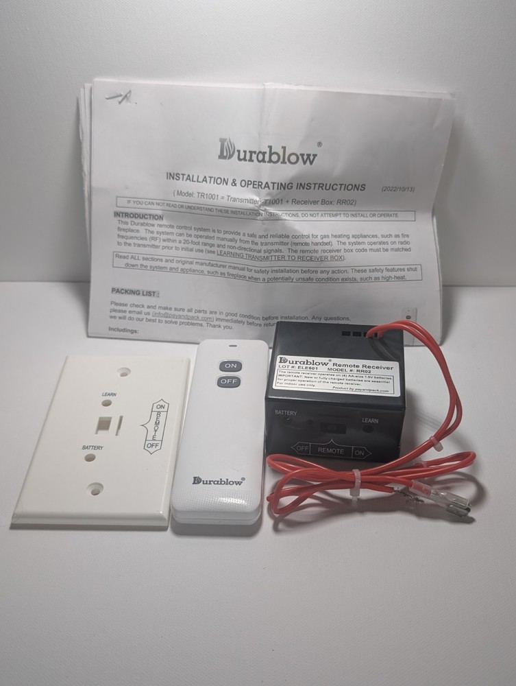 Durablow RR02 Fireplace Remote Control Receiver Kit ELE501