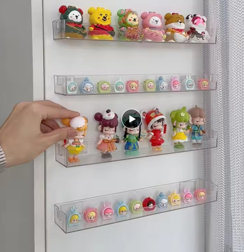 Acrylic Display Stand Wall Mounted Storage Rack Clear Doll Blind Box Storage