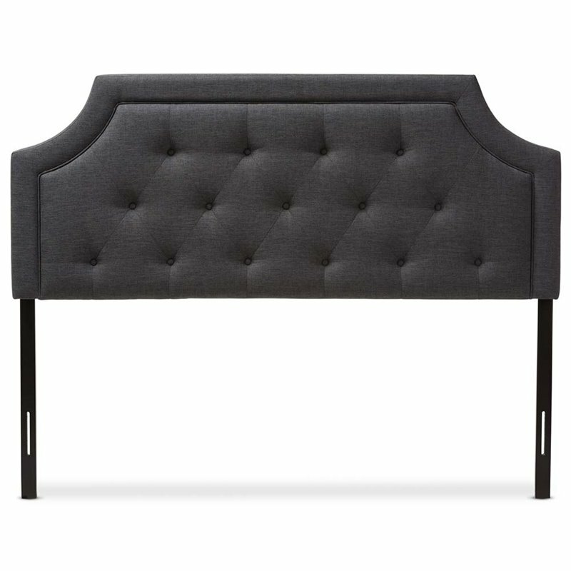 Baxton Studio Mars Fabric Tufted Full Headboard in Dark Gray