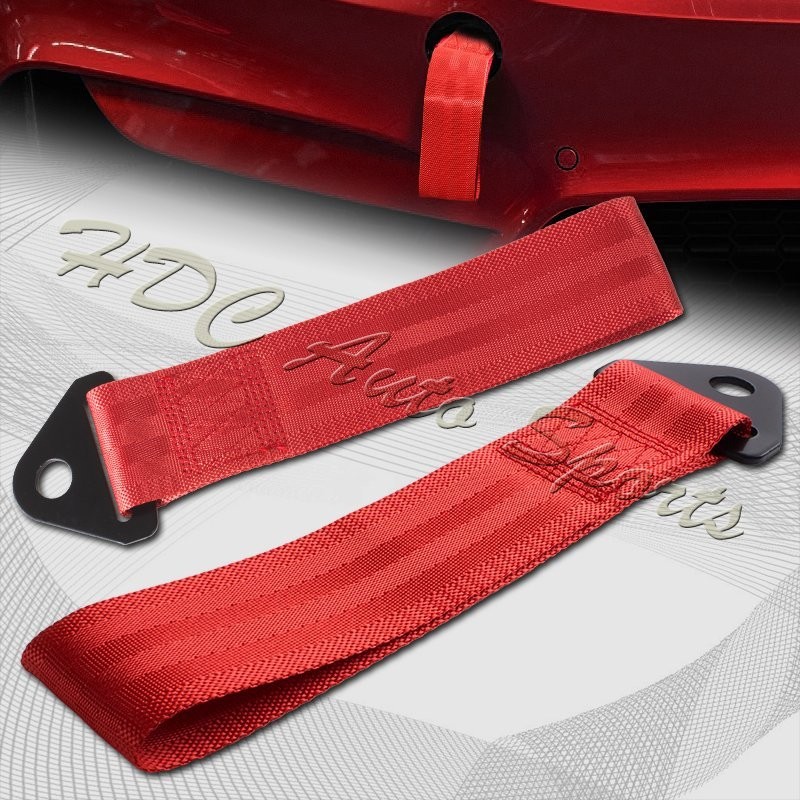 1 x Universal Red Heavy Duty Car Racing Towing Hook Strap Bumper Front & Rear