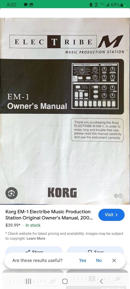 KORG EM-1 Owners Manuel