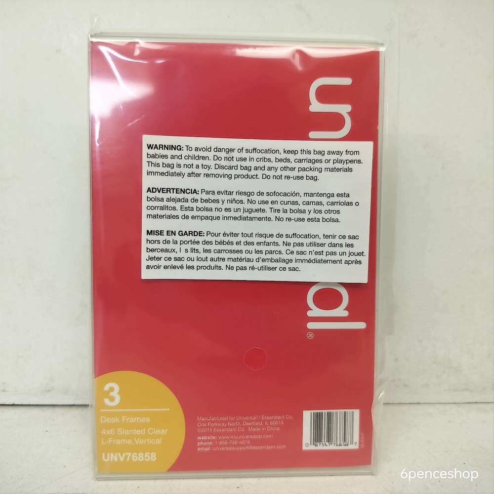 Clear L-Style Freestanding Frame, 4 x 6 Insert, 3/Pack