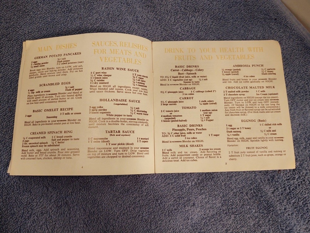VTG Kenmore Blender Instruction Recipe Booklet 1963