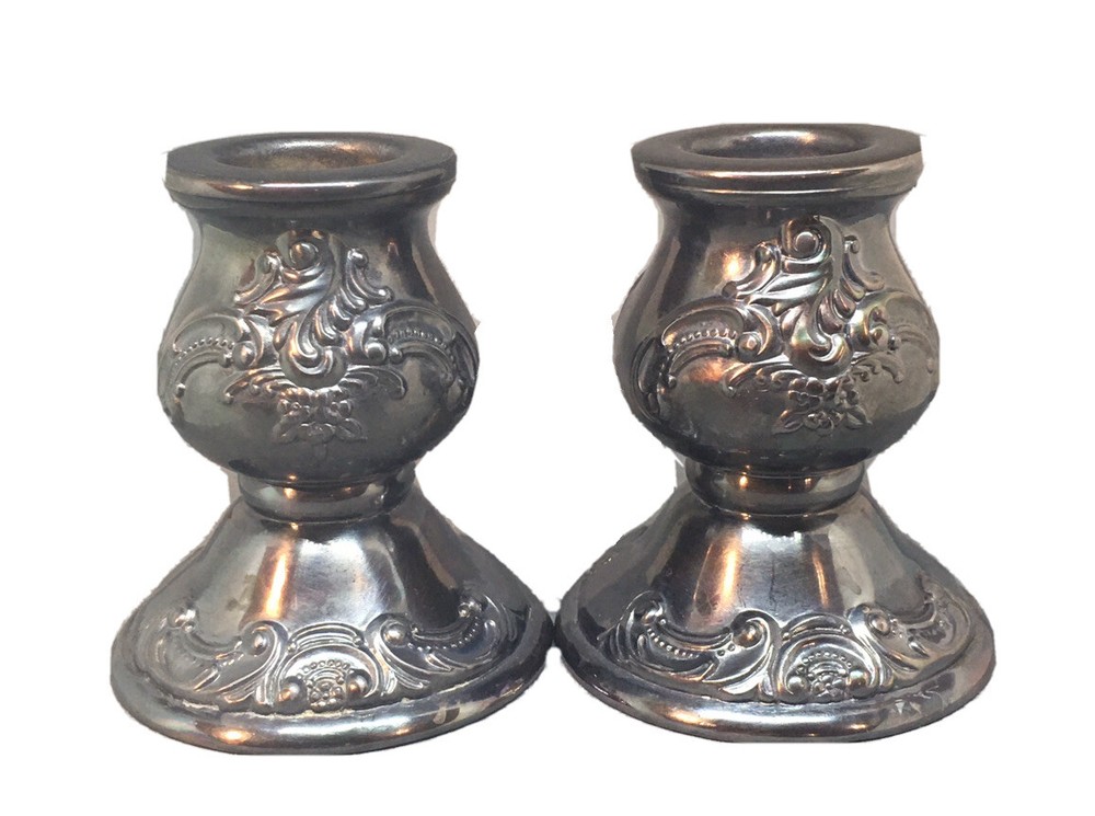 Vintage Wallace Silver Co. Baroque Pattern 736 Candle Holders