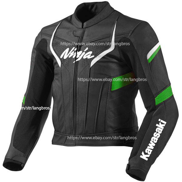 Kawasaki Ninja Motorcycle Leather Jacket Custom Made Padded Leather Jacket