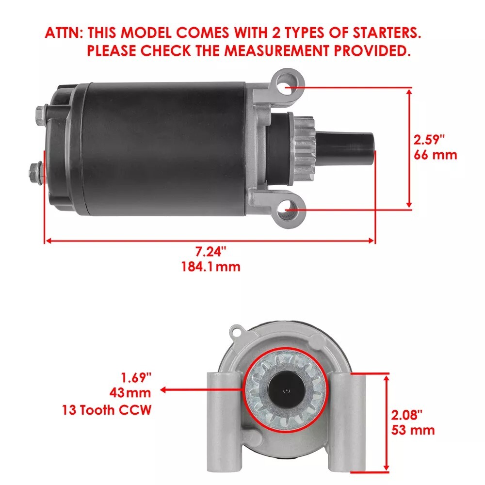 Caltric Starter for Kohler Command Pro Single Cv14 Cv15 Cv460