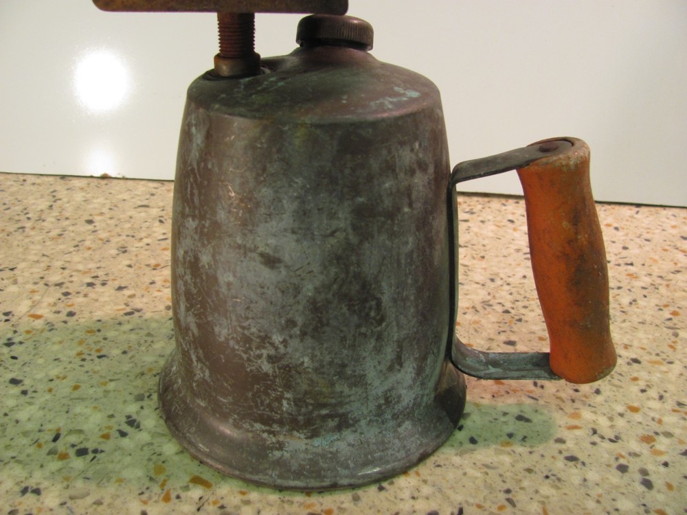Antique Blow Torch w/ wooden Handle