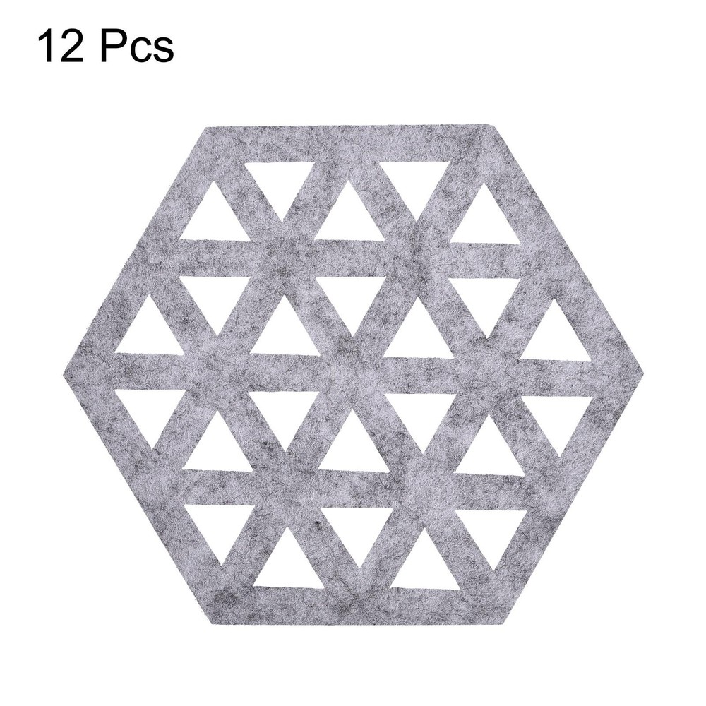 Felt Coasters 12pcs Hexagonal Coasters Coasters, Light Grey
