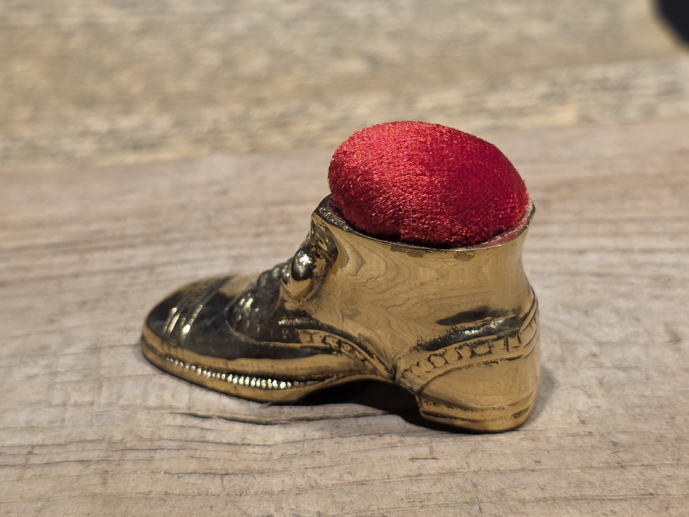 3" Miniature Brass Boot Pin Cushion