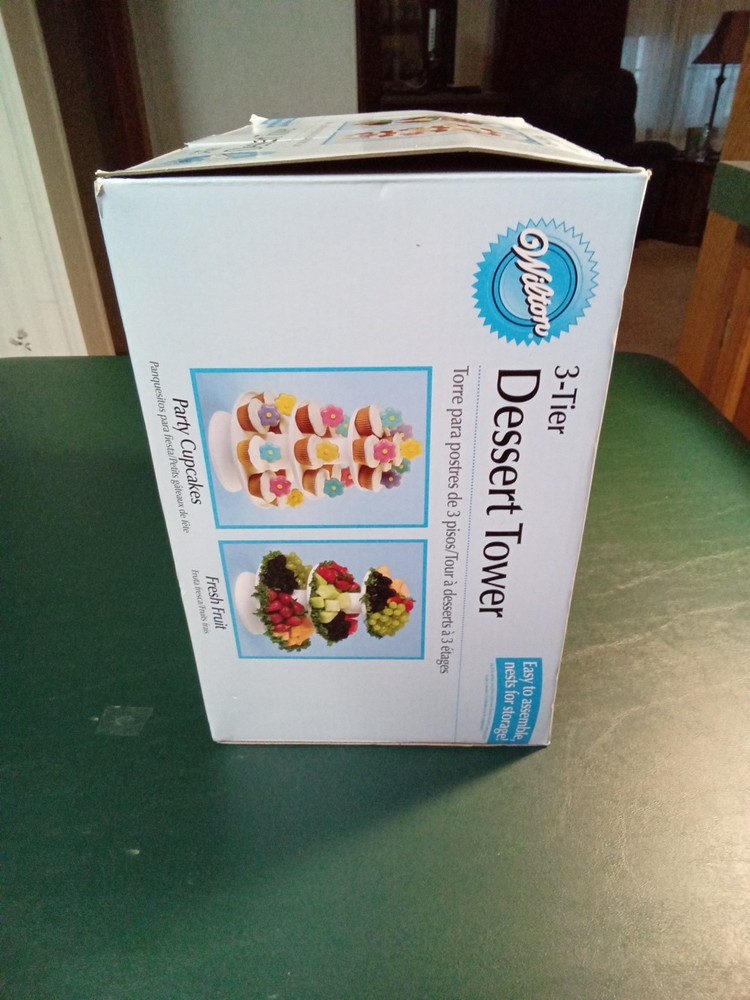 Wilton Plastic White 3-Tier Dessert Tower Easy to Assemble Open Box