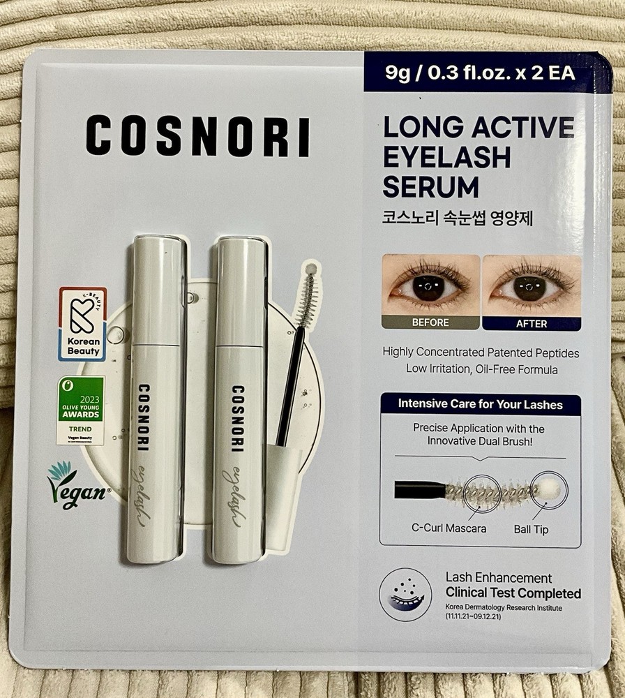 COSNORI Long Active Eyelash Serum, 0.31 fl oz, 2-pack