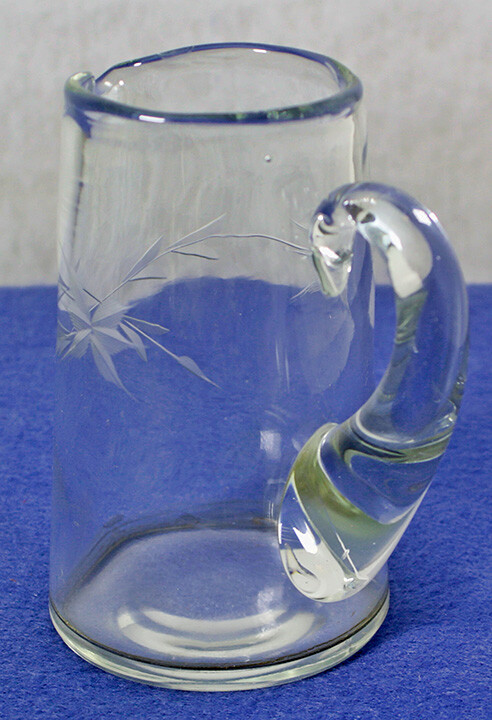 Clear Glass Etched Star Flower Pitcher