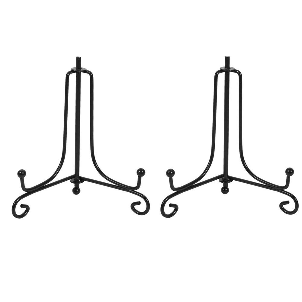 (2 pack) Iron Display Stand, Black Easel Plate 4 inch(2 pack),
