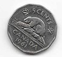 Canada 1961 5 cent  Nickel Circulated