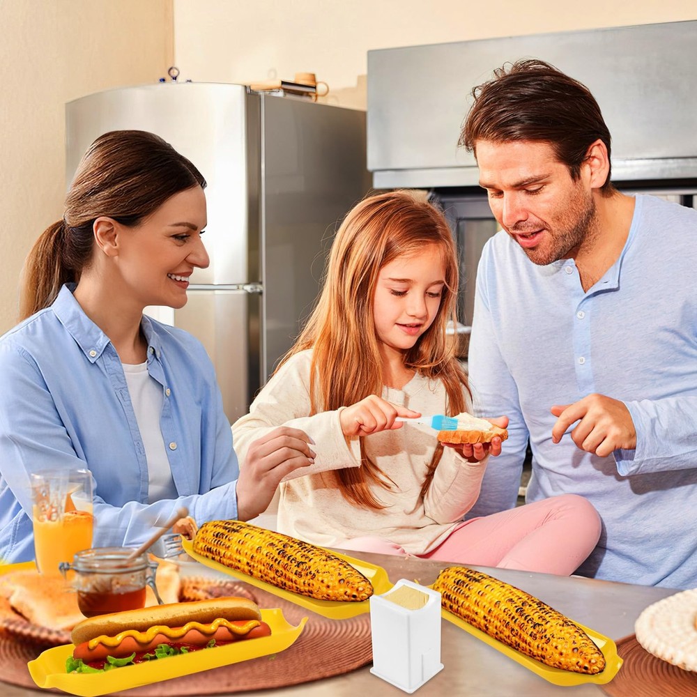 AUGSUN Corn Cob Holders Kit - Includes 10 Fun Face Holders, 5 Medium, Yellow