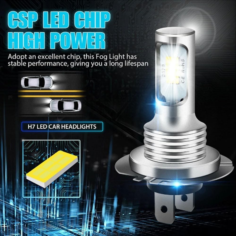 H7 LED Headlight Bulb (4-Pack) H7 80W 3570 2SMD 6000K High Bright Decoding Light