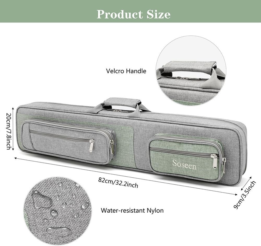 Elegant Hard Case Pool Stick Case with Straps & Handle - Extra Large, Grey