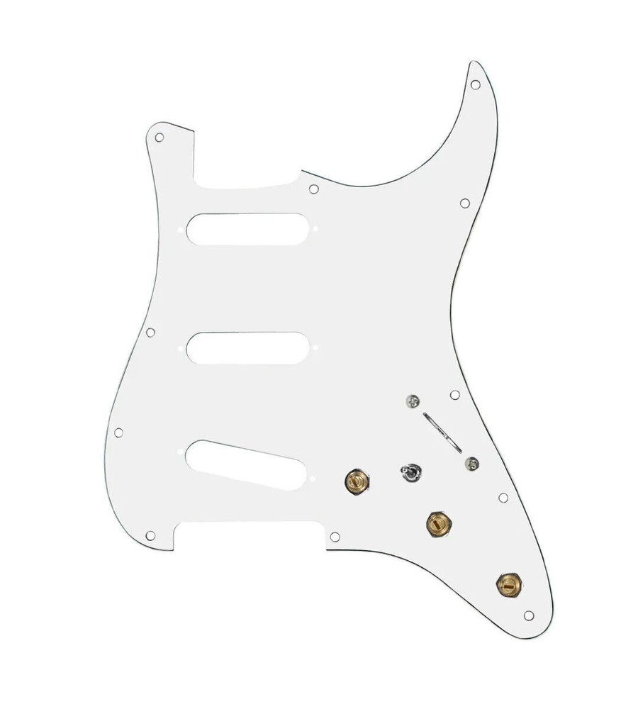 7 Way Pre-Wired & Toggle Switch SSS Strat Guitar Pickguard -White 920D
