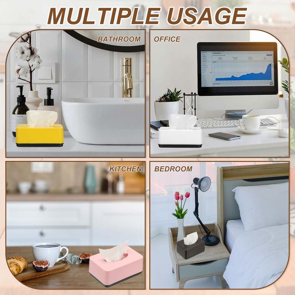 Tissue Box Cover, Plastic Rectangle Modern Tissue Box Holder, White