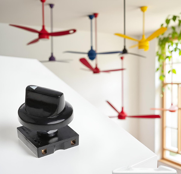 Black Fan Rotary Switch 4 Position 3 Speed Selector Switch Governor with Button